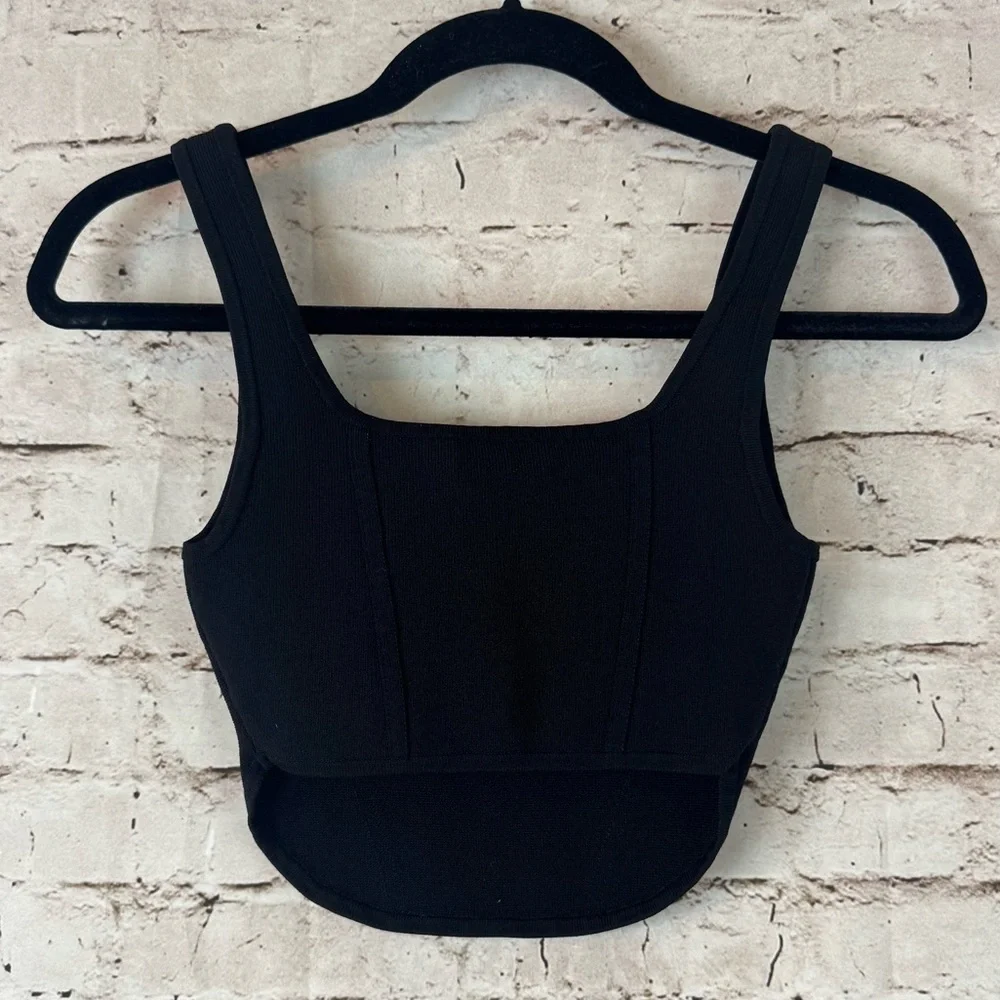 Babaton Ariztia Black Women's Small Bustier Tank Top Crop Nylon Elastane S Sm - Picture 8 of 10